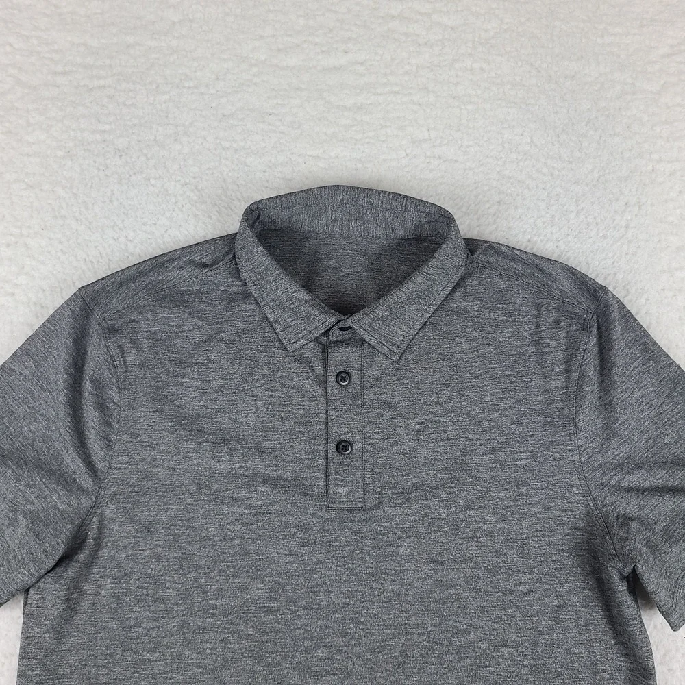 Lululemon Polo Shirt Mens Small Gray Evolution Golf Performance Short Sleeve